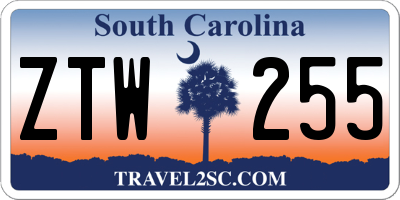 SC license plate ZTW255