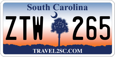 SC license plate ZTW265