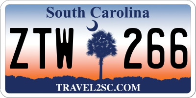 SC license plate ZTW266