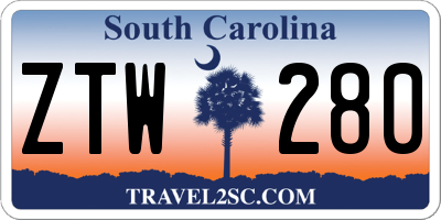 SC license plate ZTW280