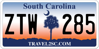 SC license plate ZTW285