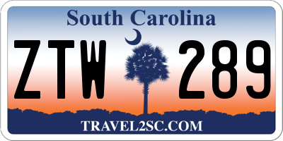 SC license plate ZTW289