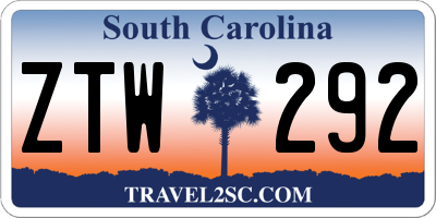 SC license plate ZTW292