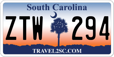 SC license plate ZTW294