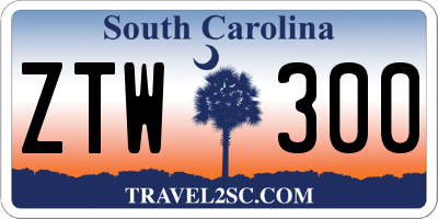 SC license plate ZTW300
