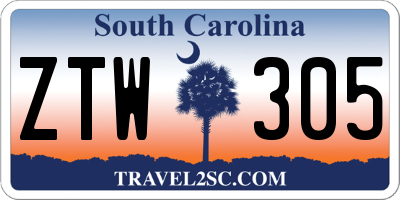 SC license plate ZTW305