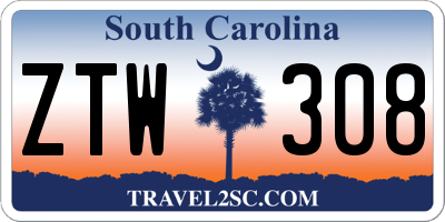 SC license plate ZTW308
