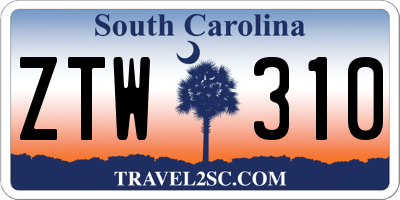 SC license plate ZTW310