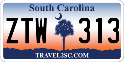 SC license plate ZTW313