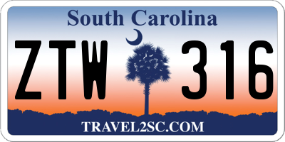 SC license plate ZTW316