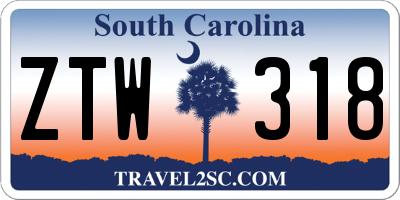 SC license plate ZTW318