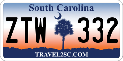 SC license plate ZTW332