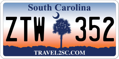 SC license plate ZTW352