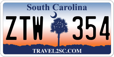 SC license plate ZTW354
