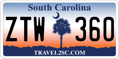 SC license plate ZTW360