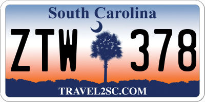 SC license plate ZTW378