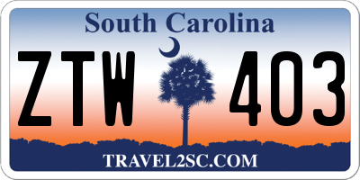 SC license plate ZTW403