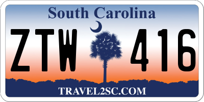 SC license plate ZTW416