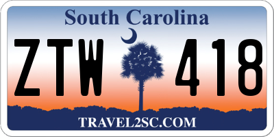 SC license plate ZTW418