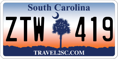SC license plate ZTW419