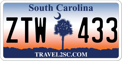 SC license plate ZTW433