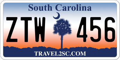 SC license plate ZTW456