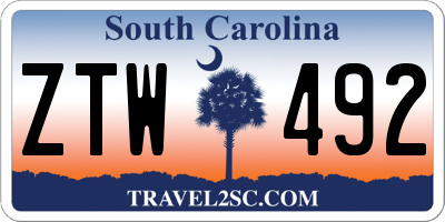 SC license plate ZTW492