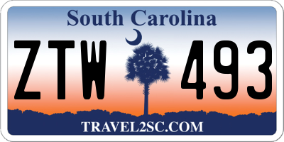 SC license plate ZTW493