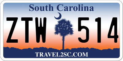 SC license plate ZTW514