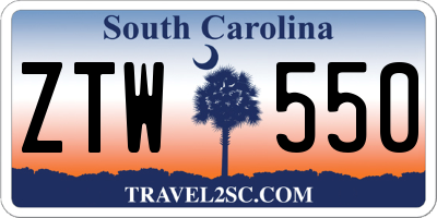 SC license plate ZTW550
