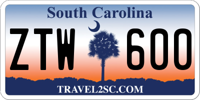 SC license plate ZTW600