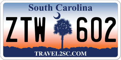 SC license plate ZTW602