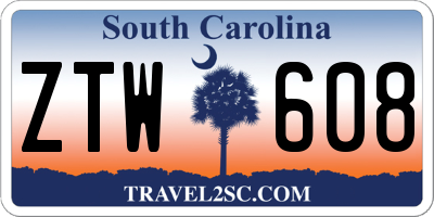 SC license plate ZTW608