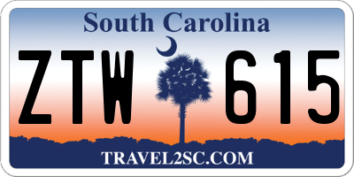 SC license plate ZTW615