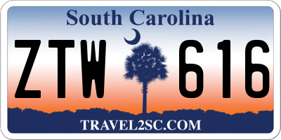 SC license plate ZTW616