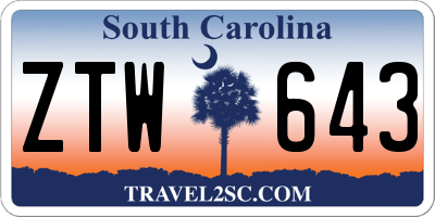 SC license plate ZTW643