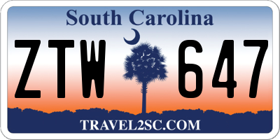 SC license plate ZTW647