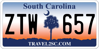 SC license plate ZTW657