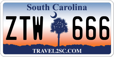 SC license plate ZTW666