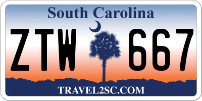 SC license plate ZTW667