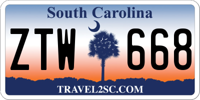 SC license plate ZTW668
