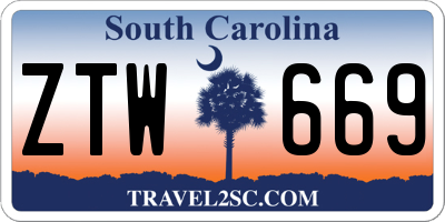 SC license plate ZTW669