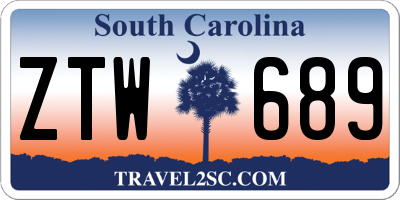 SC license plate ZTW689