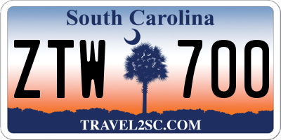 SC license plate ZTW700