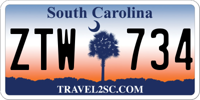 SC license plate ZTW734