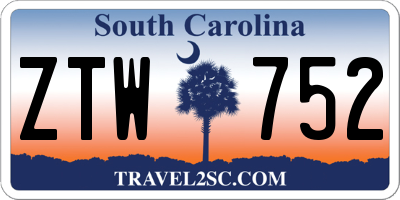 SC license plate ZTW752