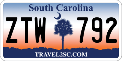 SC license plate ZTW792