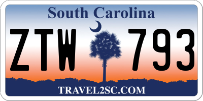 SC license plate ZTW793