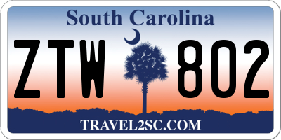 SC license plate ZTW802