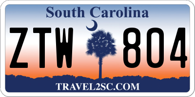 SC license plate ZTW804